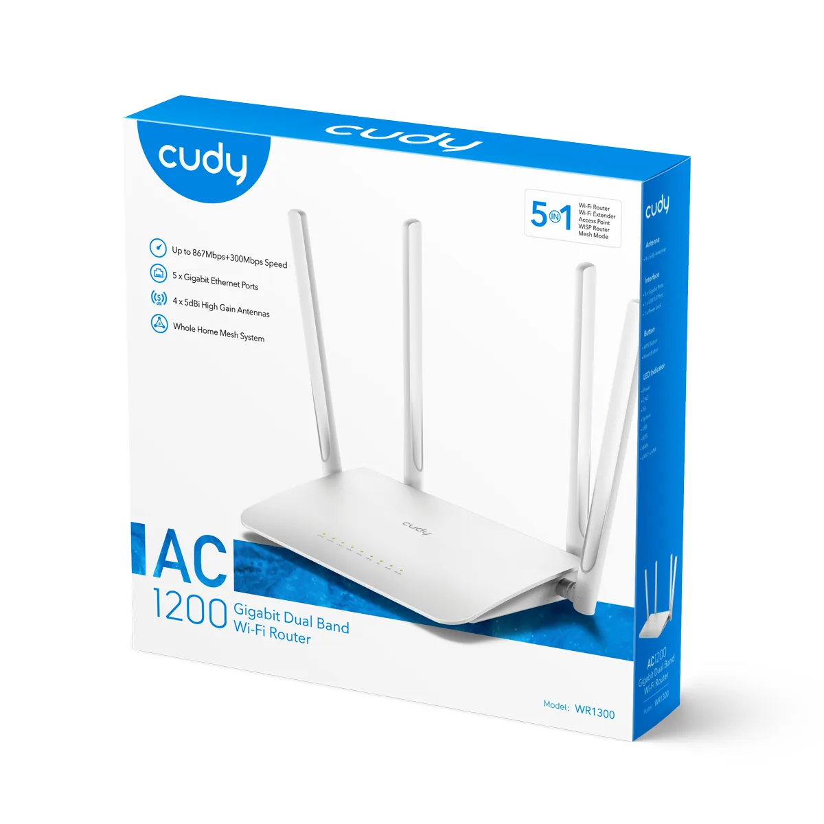 Cudy WR1300 AC1200 dual-band gigabit mesh WiFi router